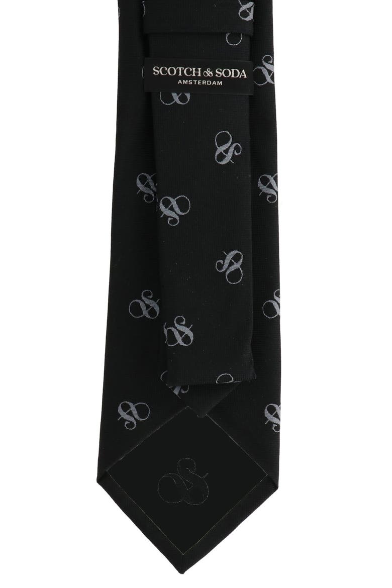 Ampersand Logo Print Tie, Alternate, color, BLACK