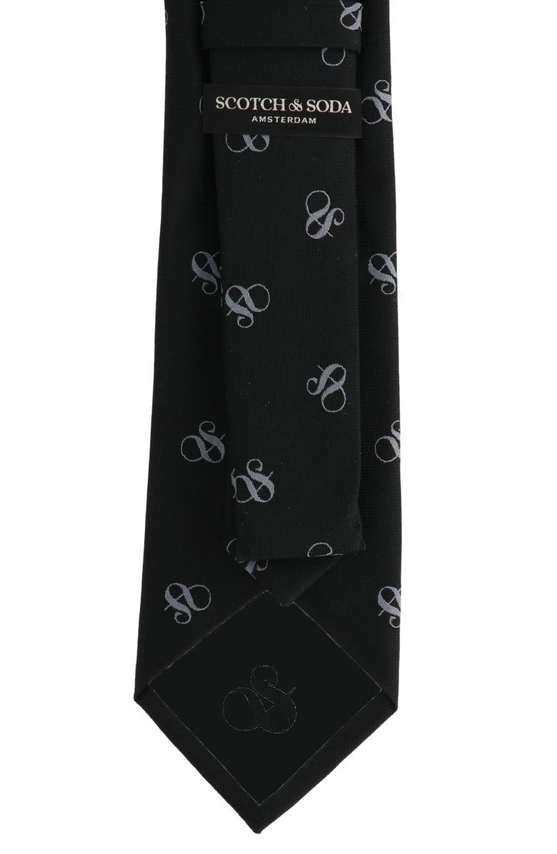 Scotch & Soda Ampersand Logo Print Tie, Alternate, color, Black