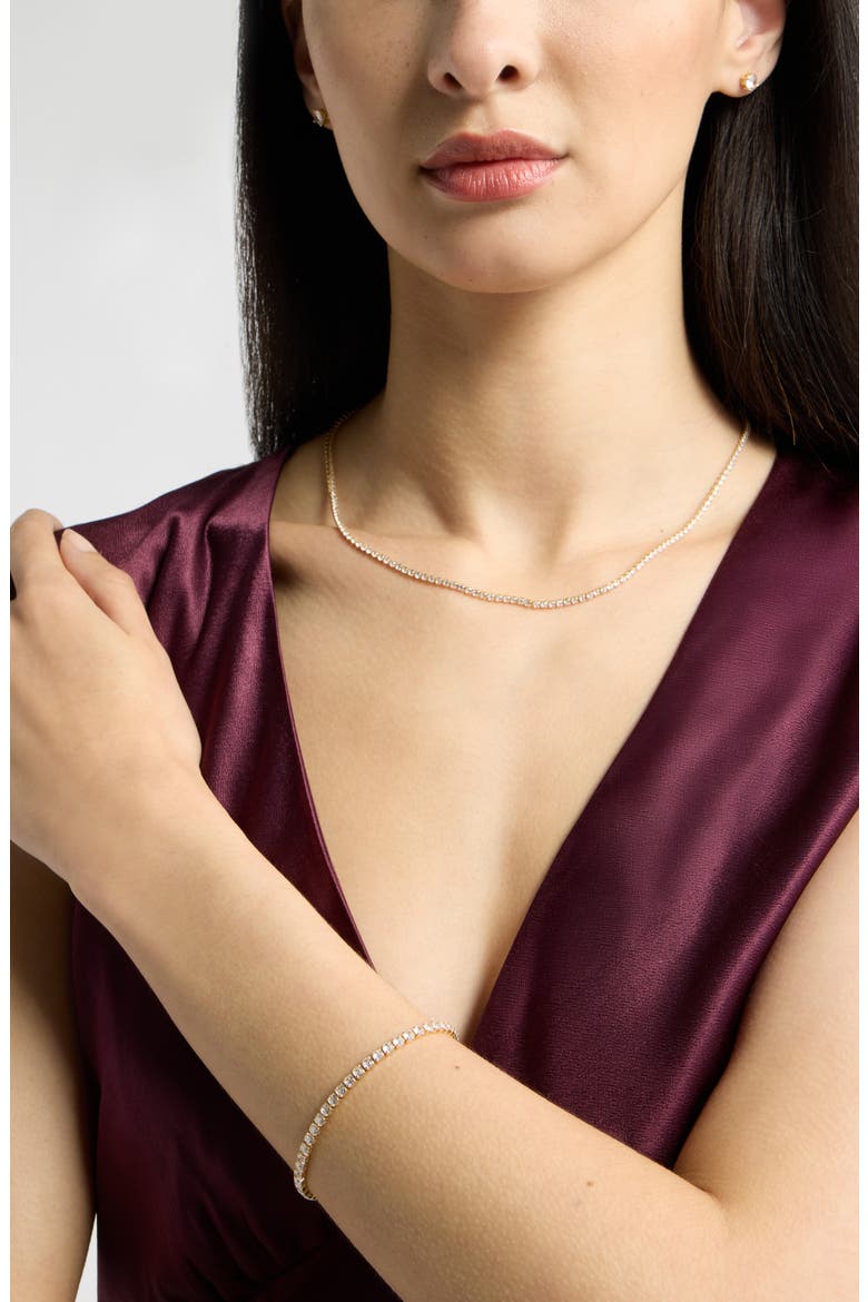 Cubic Zirconia Tennis Necklace, Bracelet & Earring Set, Alternate, color, CLEAR- GOLD