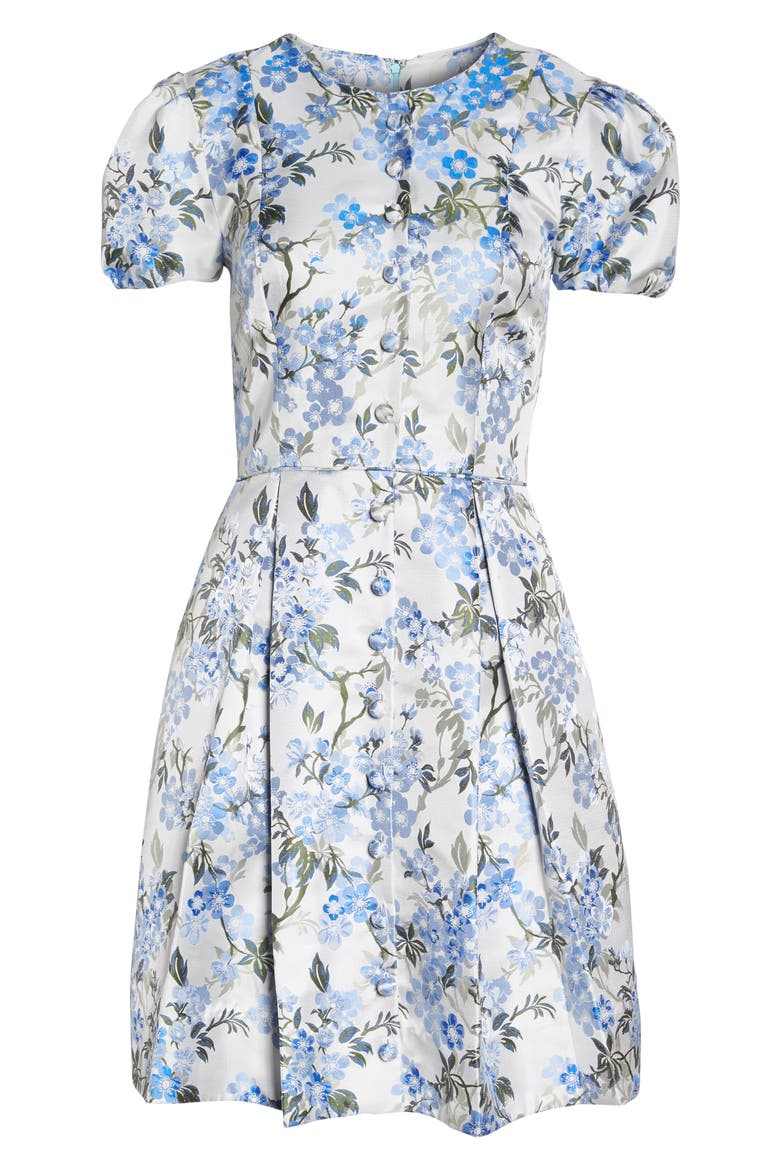Margaret Poppy Jacquard Fit & Flare Dress, Alternate, color, BLUE BELL COMBO