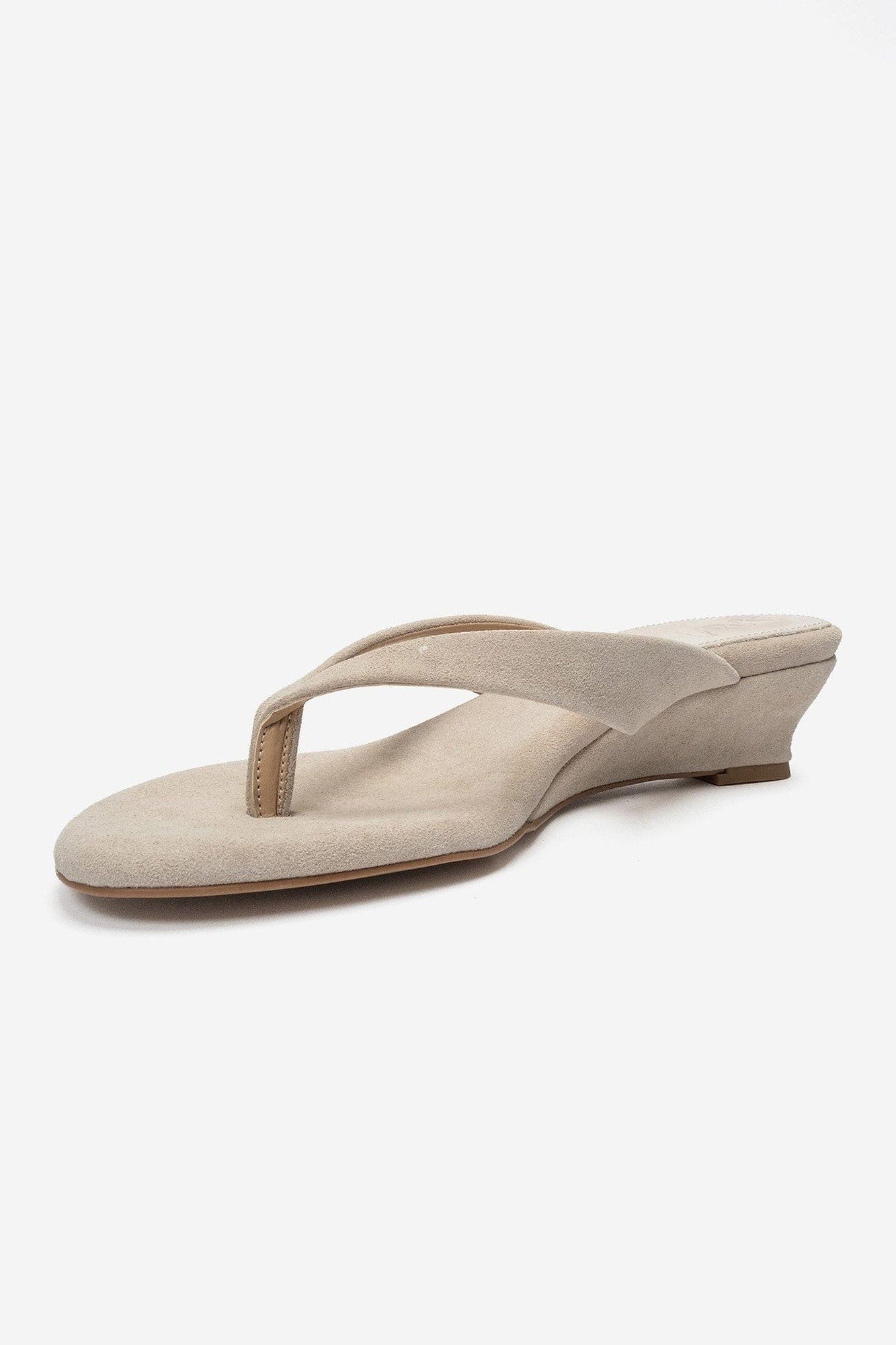 Vanessia Thong Wedge Sandal, Alternate, color, Beige Suede