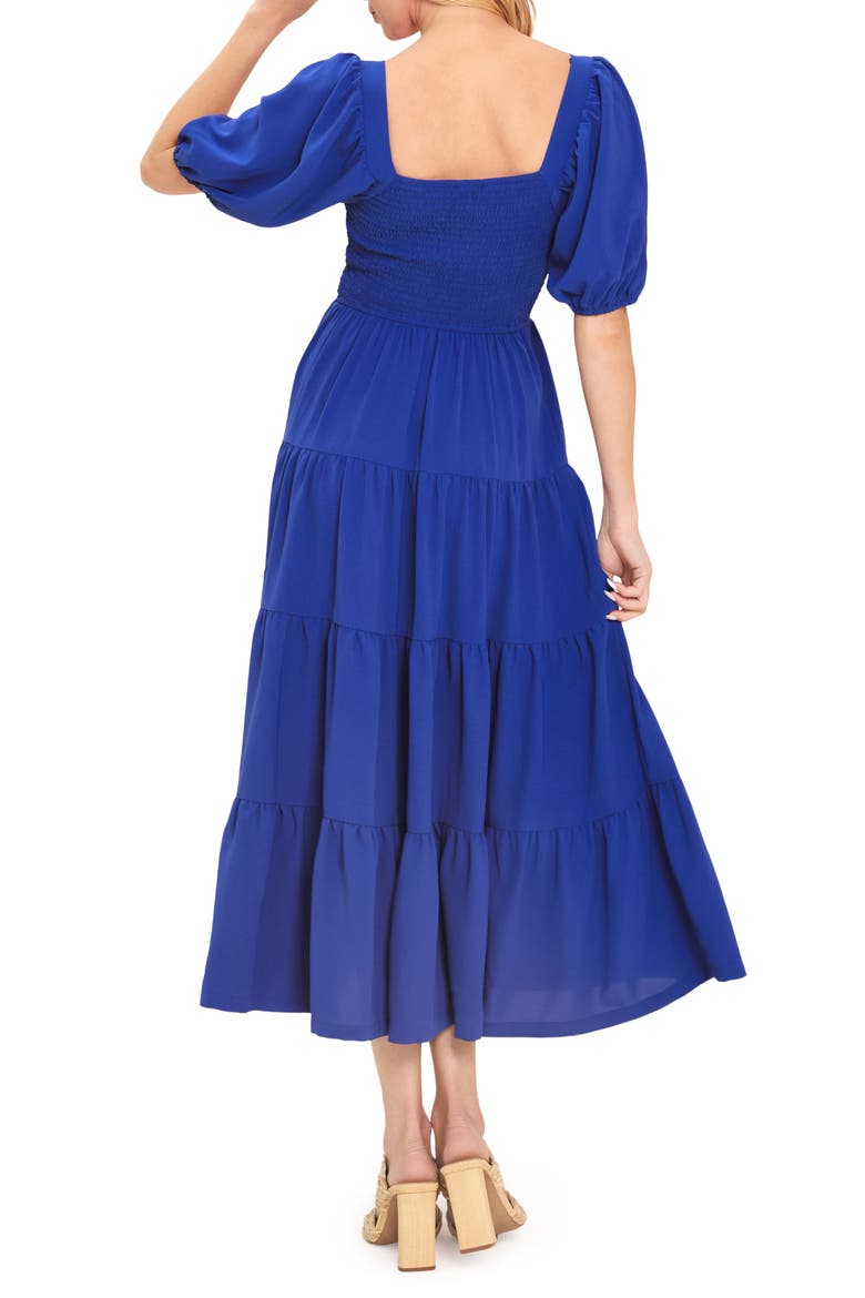 Sweetheart Neck Midi Dress, Alternate, color, BLUE