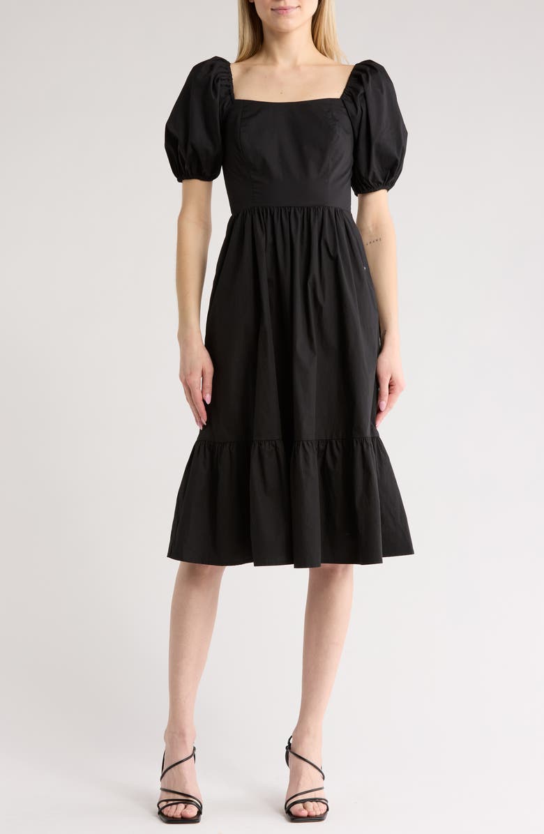 Vince Camuto Cotton Puff Sleeve Midi Dress, Main, color,