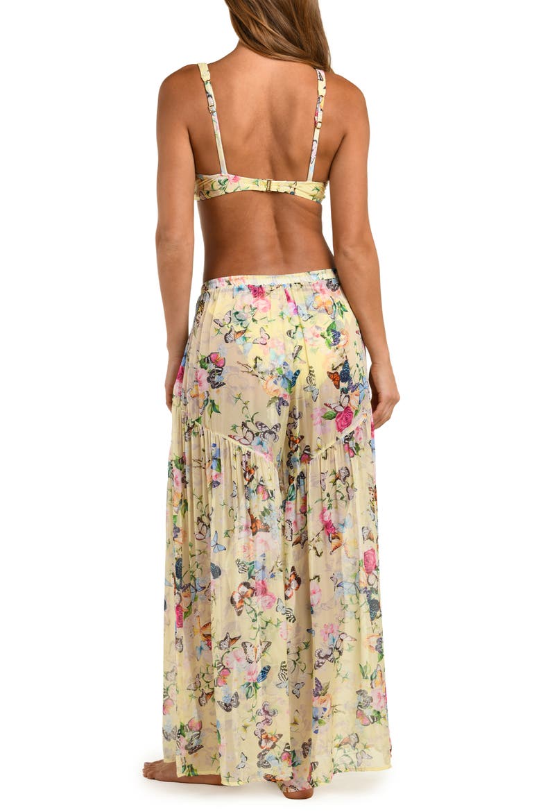 Garden Butterflies Wide Leg Cover-Up Pants, Alternate, color, YELLOW MULTI