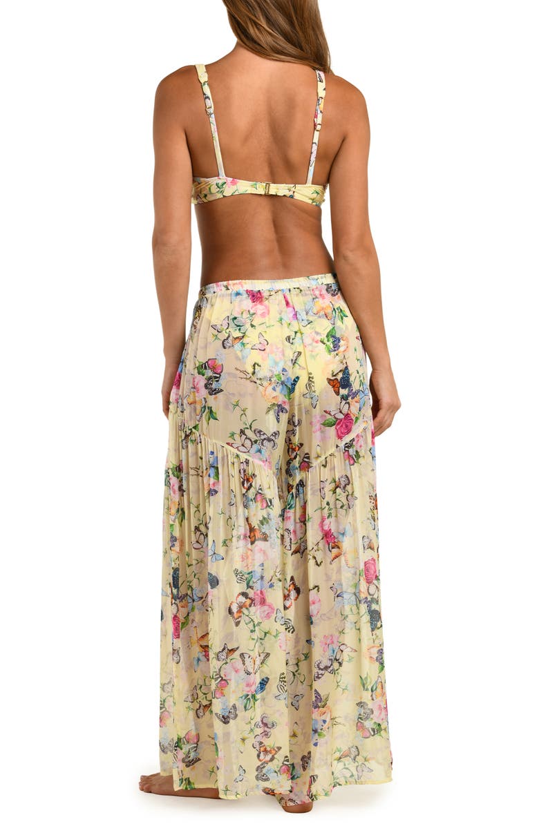 L'AGENCE Garden Butterflies Wide Leg Cover-Up Pants, Alternate, color, Yellow Multi