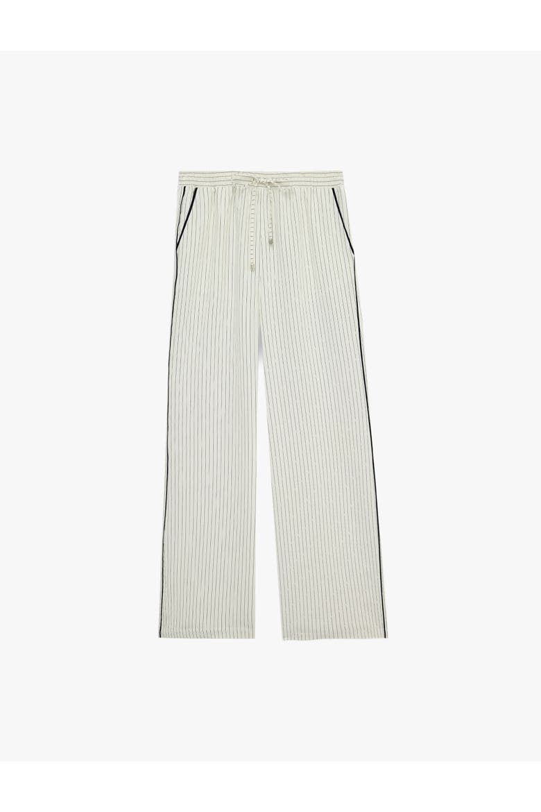 Striped Wide Leg Trousers with Drawstring, Alternate, color, WHITE STRIPE
