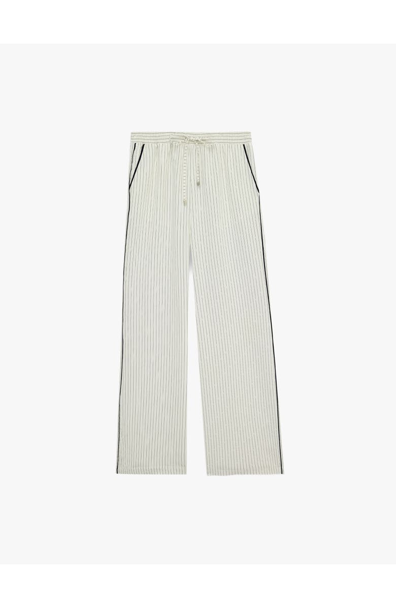 Koton Striped Wide Leg Trousers with Drawstring, Alternate, color, White Stripe