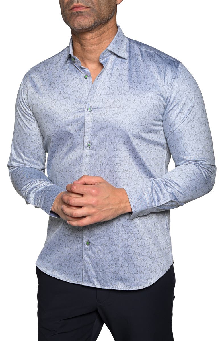 Maceoo Fibonacci Resistance Contemporary Fit Button-Up Shirt, Alternate, color, Grey