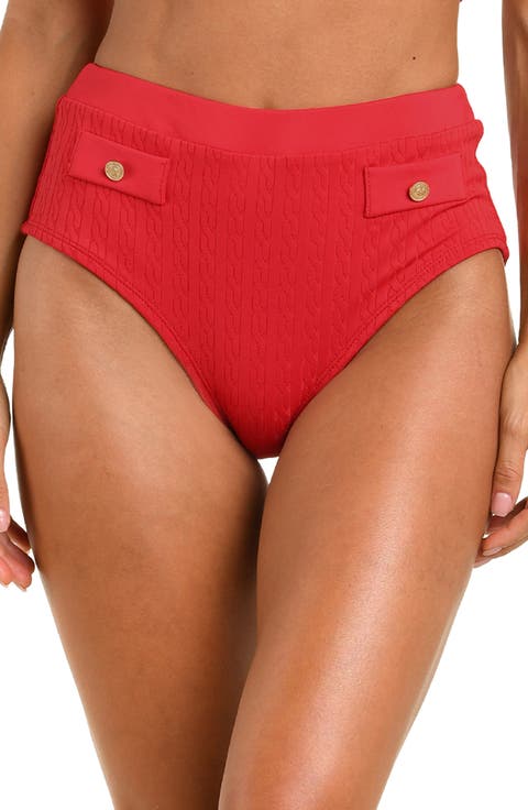 Cable Knit High Waist Bikini Bottoms