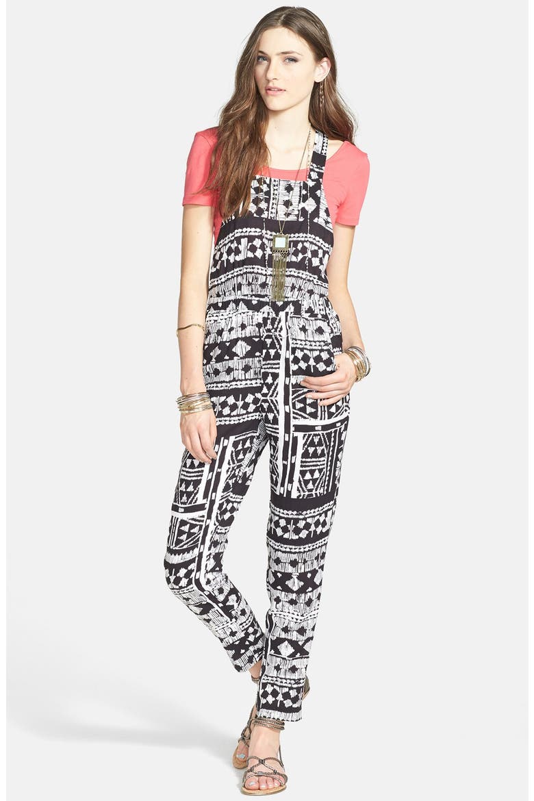 Lush Knit Overalls, Alternate, color, BLACK/ WHITE PRINT