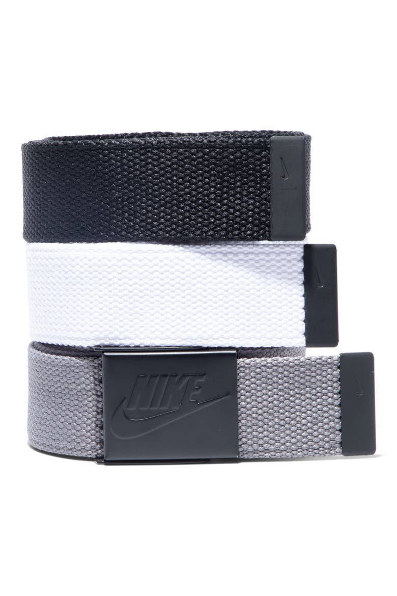 Set of 3 Webbed Belts, Main, color, BLACK/ WHITE/ GREY