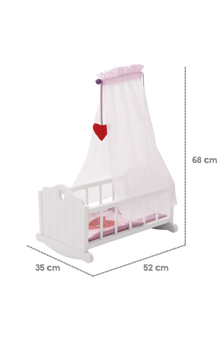 Roba-Kids Doll Cradle Set Fienchen Heart, Pink & White, Alternate, color, White