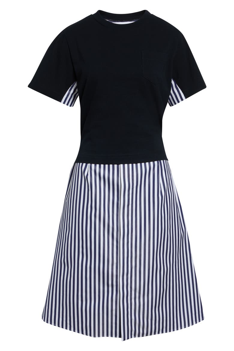 Stripe T-Shirt Overlay Shirtdress, Alternate, color, NAVY STRIPE