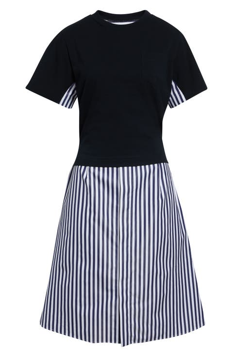 Stripe T-Shirt Overlay Shirtdress