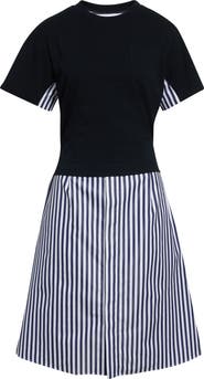 Sacai Stripe T-Shirt Overlay Shirtdress