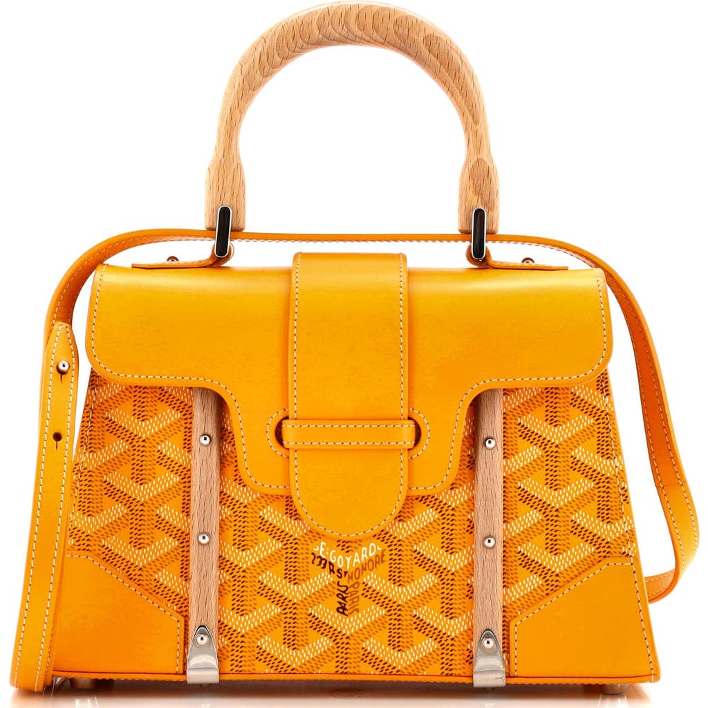 Pre-owned Goyard Goyard Structured Saigon Top Handle Bag Coated Canvas With Leather Mini In Yellow