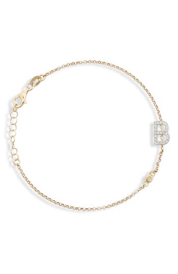 Meshmerise Diamond Initial Bezel Bracelet In Yellow-b
