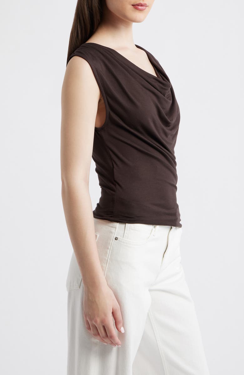 MANGO Camiseta Cowl Neck T-Shirt, Alternate, color, Brown