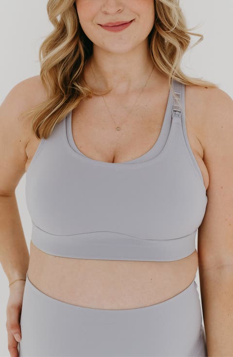 Women's High Impact Racer Back Maternity & Nursing Sports Bra with Easy-Release Breastfeeding Clips