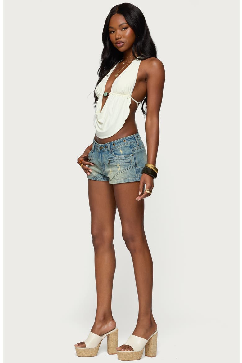 Tulie Grommet Distressed Denim Shorts, Alternate, color, BLUE-WASHED