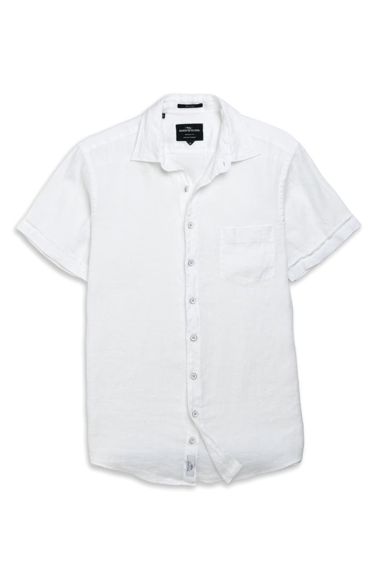Rodd & Gunn Palm Beach Sports Fit Short Sleeve Linen Button-Up Shirt, Alternate, color, Snow