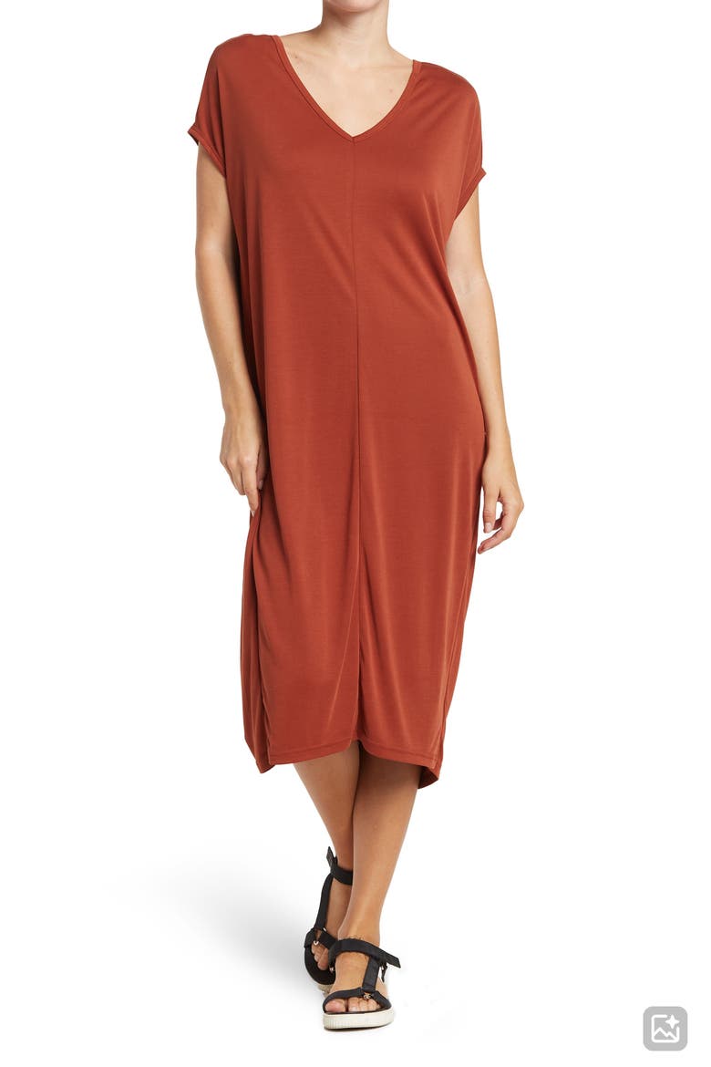 Barcelona Tunic Midi Dress, Main, color, BRANDY BROWN