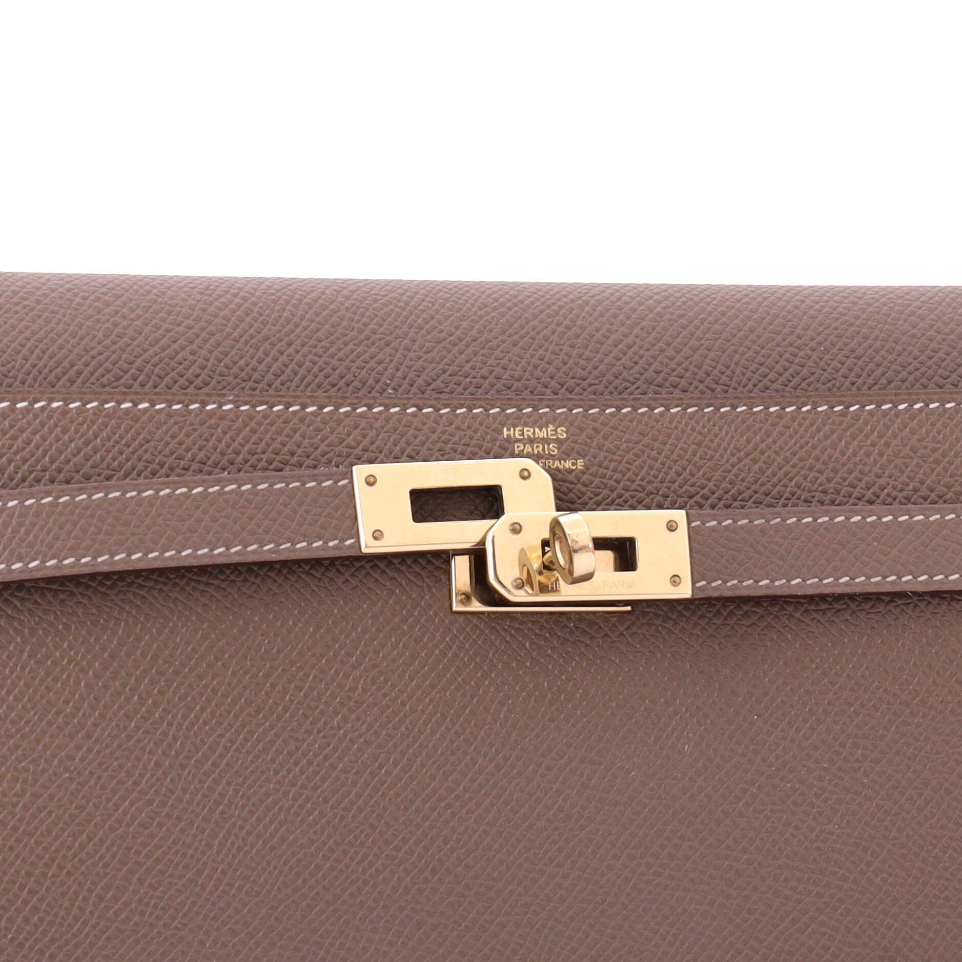 Pre-Owned Hermes Kelly Wallet Epsom Long, Alternate, color, Etoupe