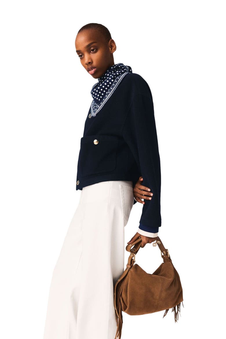 Double-faced jacket, braided trim, Alternate, color, Navy