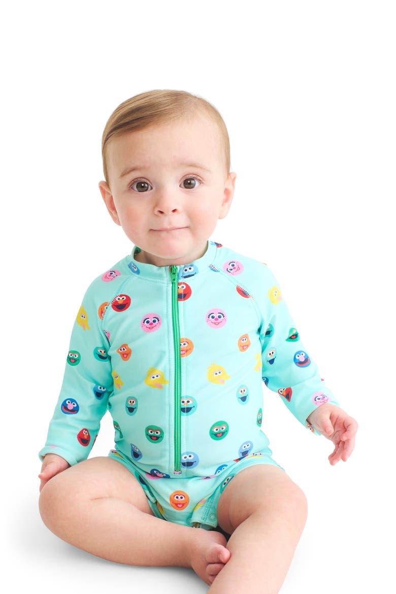 Baby Sesame Street One-Piece Rash Guard, Alternate, color, Mist Sesame Street Friends