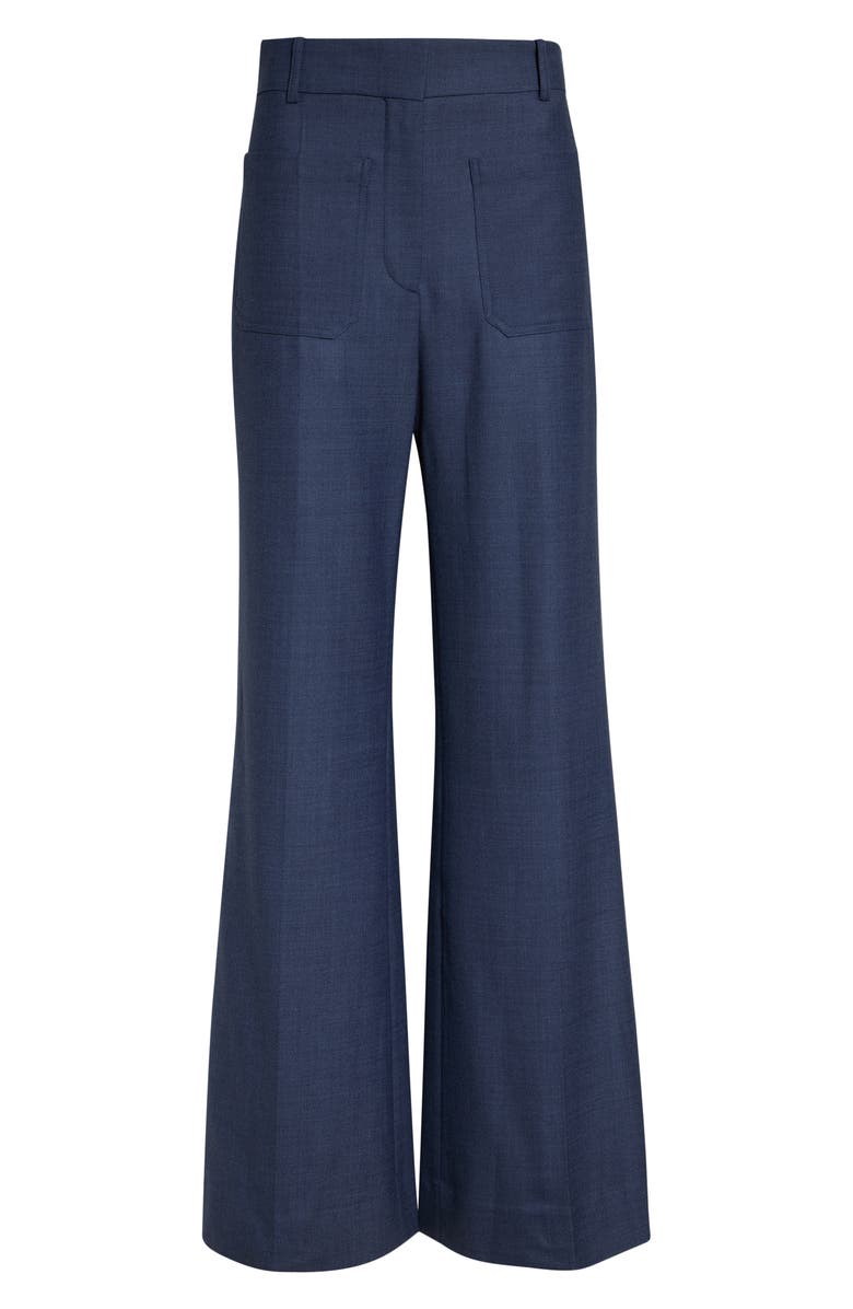Victoria Beckham Alina High Waist Stretch Flare Pants, Alternate, color, Dusk Blue Melange