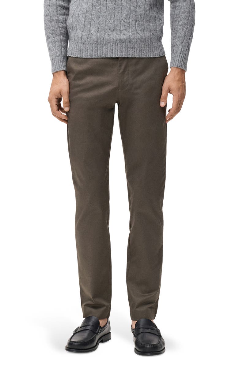 MANGO Dublino Slim Fit Flat Front Stretch Stretch Chinos, Main, color, Chocolate
