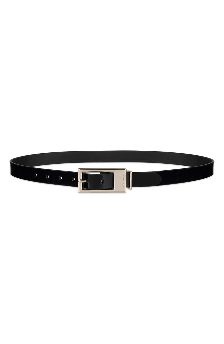 Cole Haan Elongated Buckle Leather Belt, Main, color, Black
