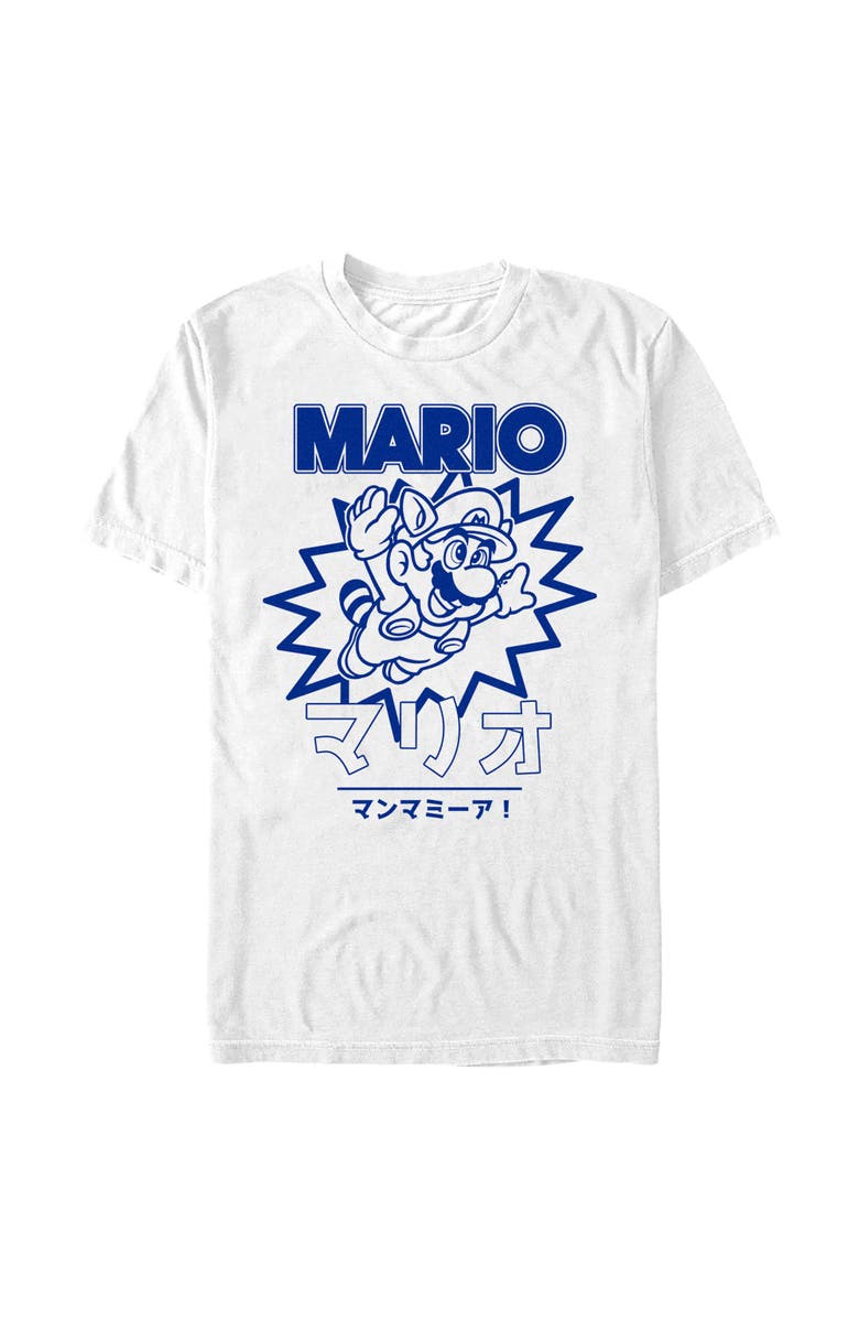 NINTENDO Men's Nintendo Super Mario Raccoon Black and White Graphic T-Shirt, Main, color, White