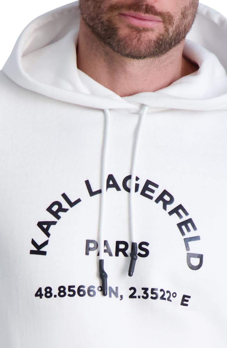 KARL LAGERFELD PARIS Latitude/Longitude Hoodie, Alternate, color, White