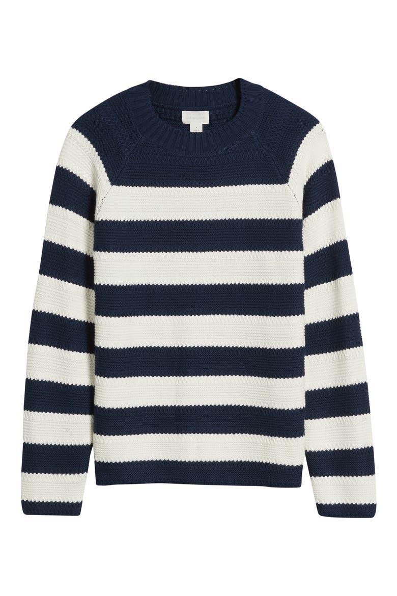 Stripe Lightweight Mix Stitch Sweater, Alternate, color, NAVY STILL- IVORY STRIPE