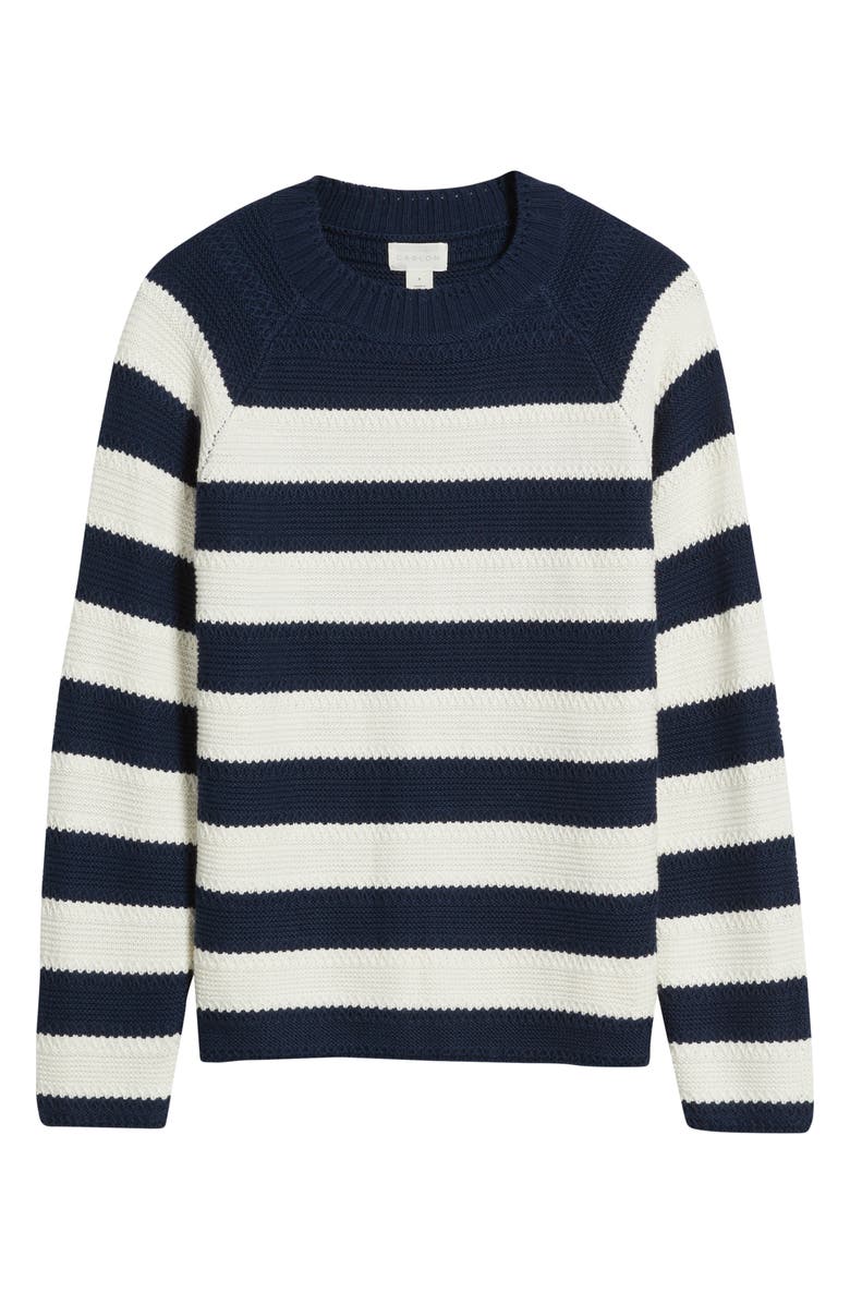 Caslon<sup>®</sup> Stripe Lightweight Mix Stitch Sweater, Alternate, color, Navy Still- Ivory Stripe