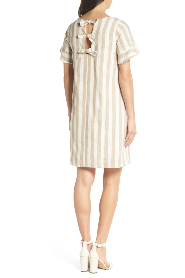 Back Tie Detail Shift Dress, Alternate, color, NATURAL