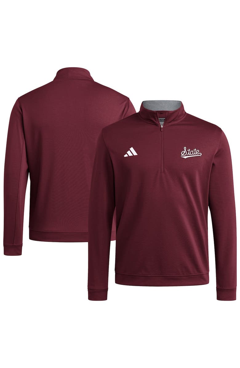 adidas Men's adidas Maroon Mississippi State Bulldogs Elevated Tri-Blend Quarter-Zip Pullover, Alternate, color, Maroon