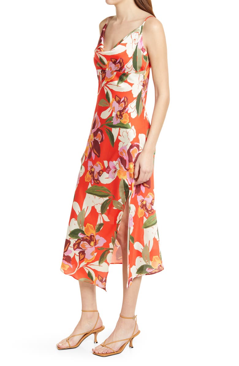 Adelyn Rae Faith Floral Print Slipdress, Alternate, color, Mandarin Red