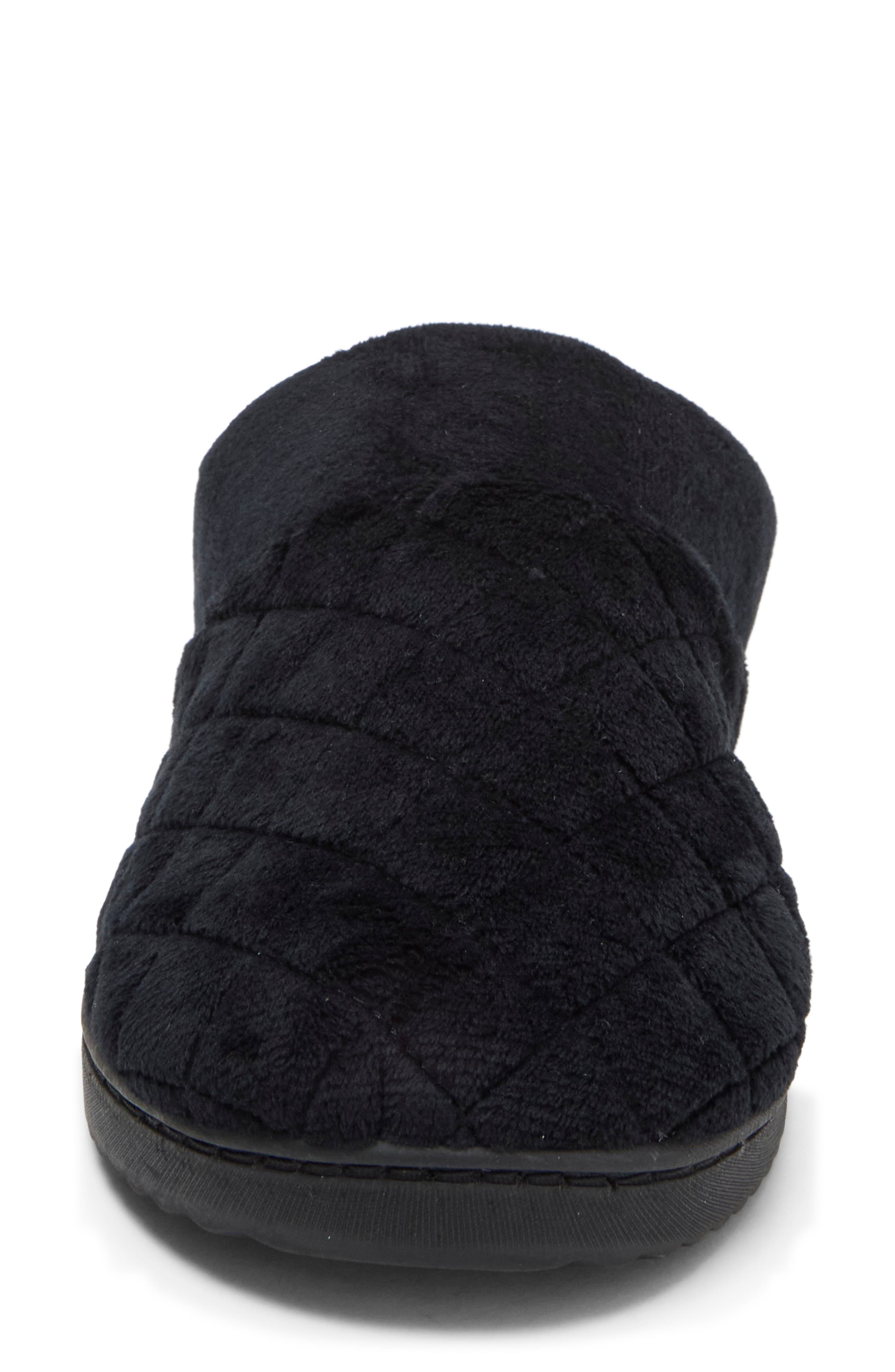 Clarissa Quilted Velour Clog, Alternate, color, BLACK