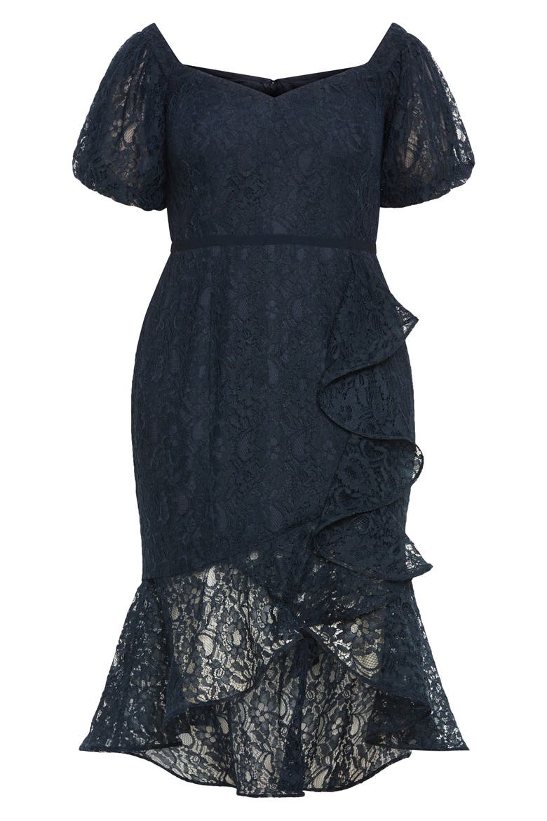 Lily Off the Shoulder Lace Dress, Alternate, color, NAVY