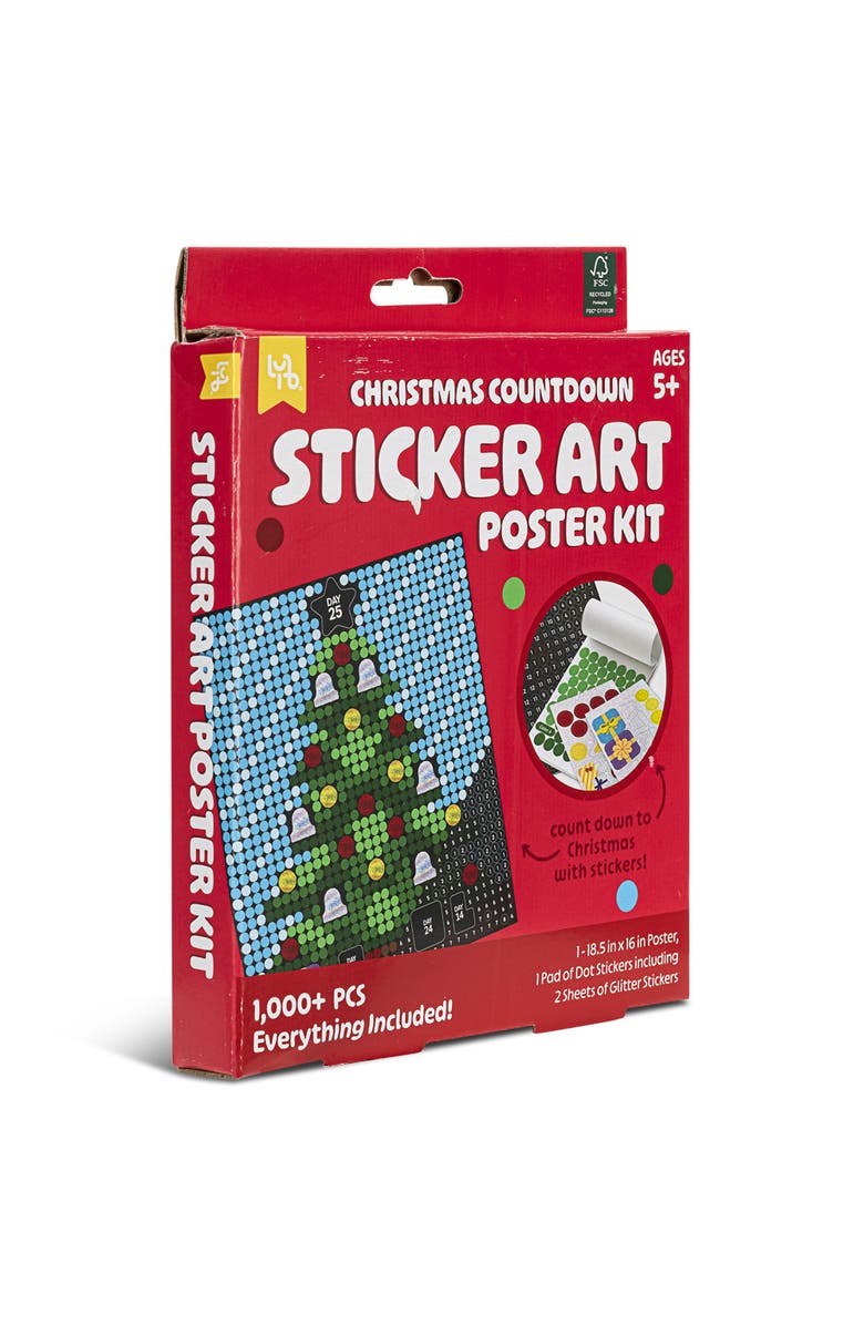 Little Yellow Bicycle Christmas Countdown Sticker Art Poster Kit, Alternate, color, Multicolored