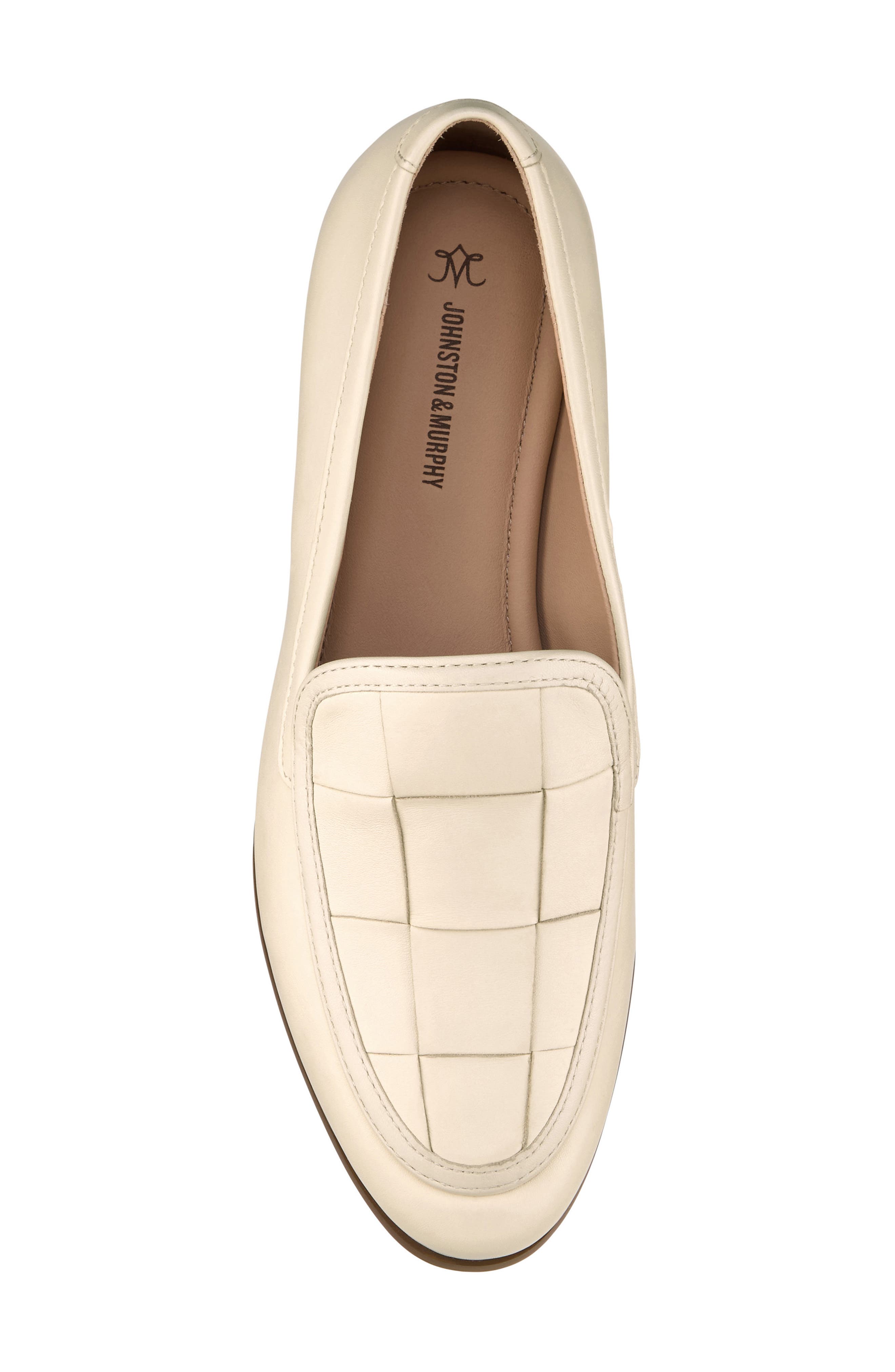 Johnston & Murphy Ali Woven Loafer, Alternate, color, Bone Nappa Leather