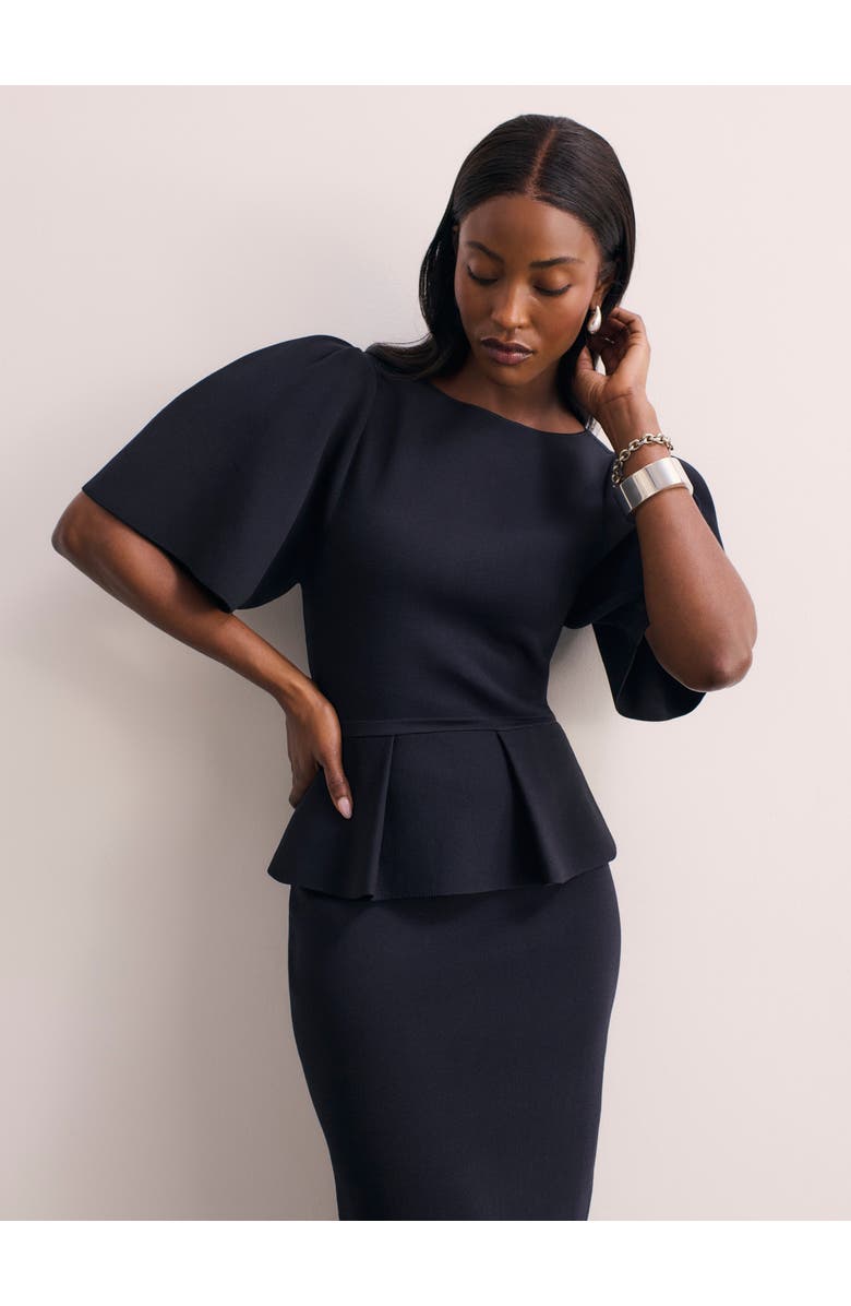 The Fold Nocara Sculpt Knit Dress, Alternate, color, Navy