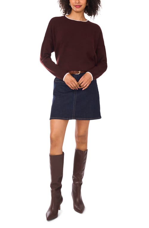 Vince Camuto Tipped Crewneck Sweater In Red