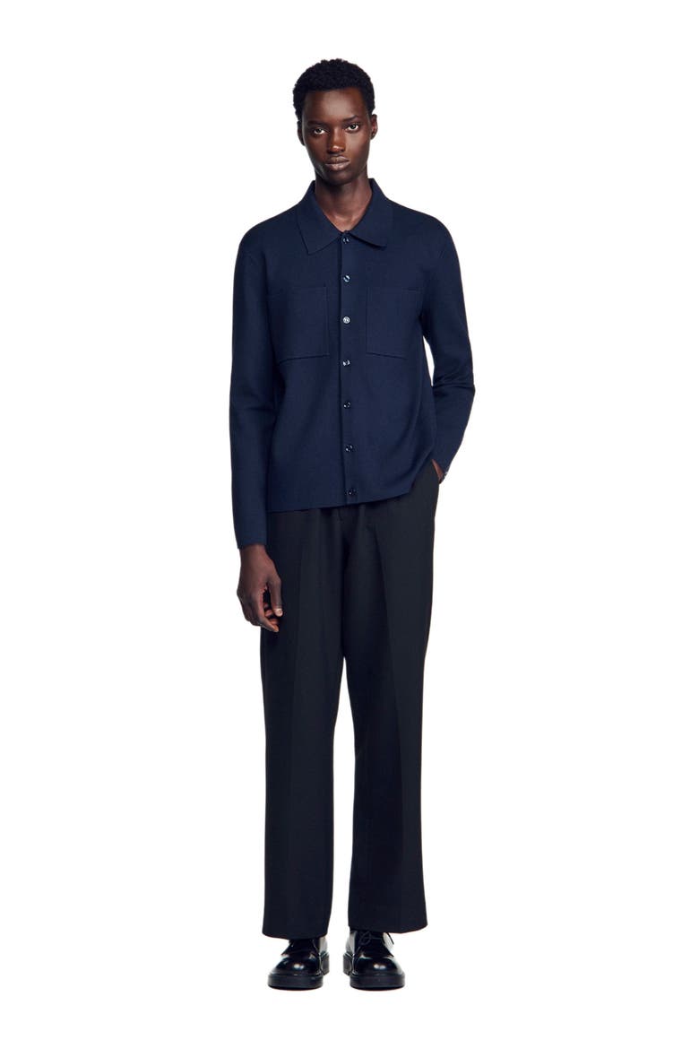 Knitted shirt jacket, Alternate, color, Navy blue