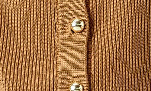 Endless Rose Rib Button Front Sweater Vest In Brown