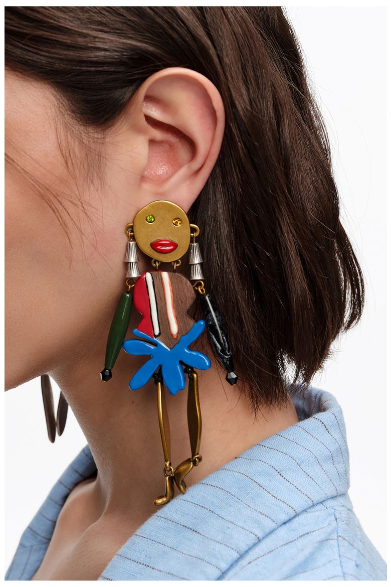 Aged Dancer Long Earrings, Alternate, color, BLUE