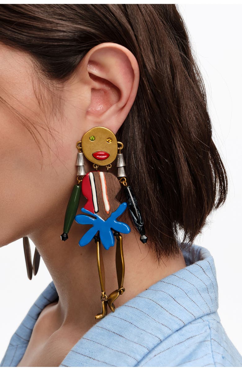 Bimba y Lola Aged Dancer Long Earrings, Alternate, color, Blue