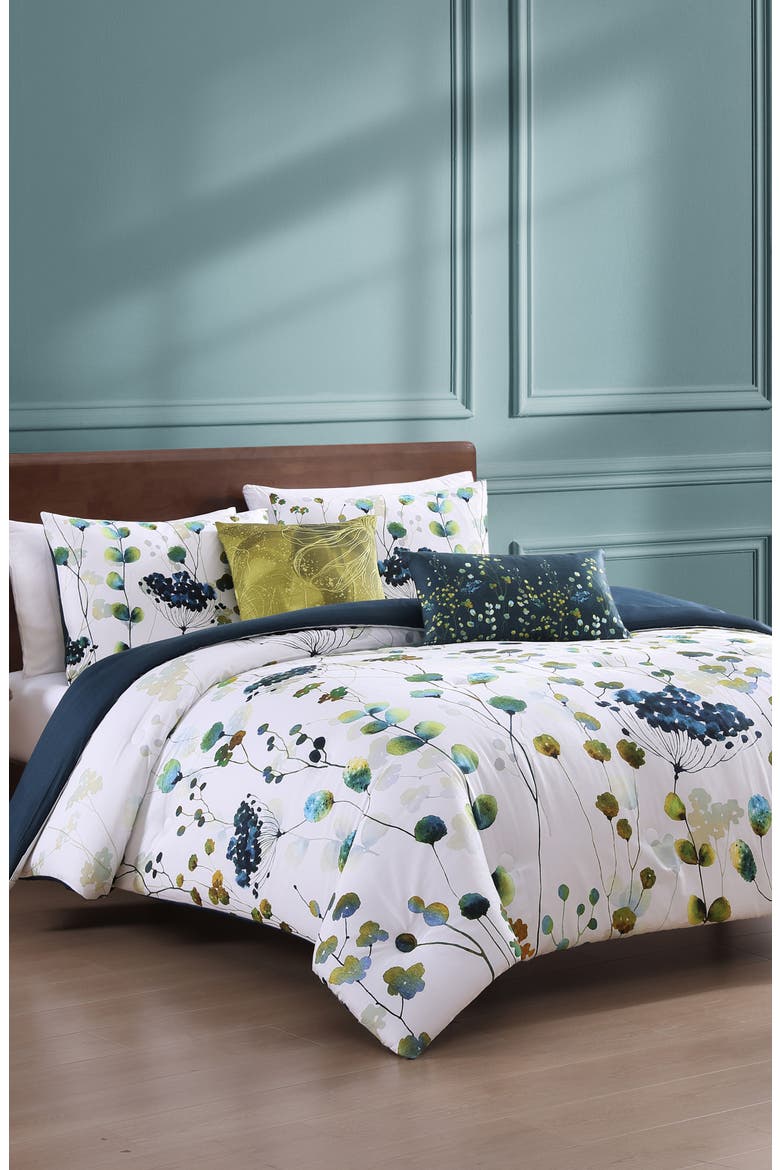 Abstract Vines Cotton Reversible Comforter Set, Alternate, color, BLUE